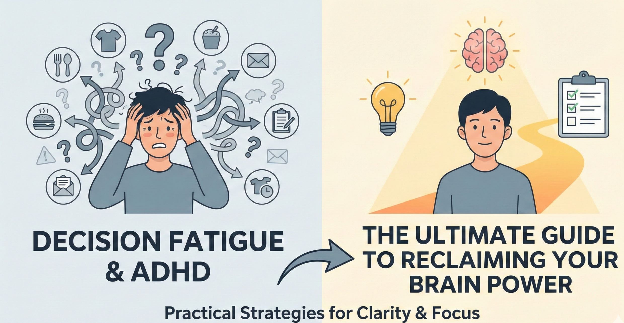 Person overwhelmed by sticky notes and choices portraying decision fatigue