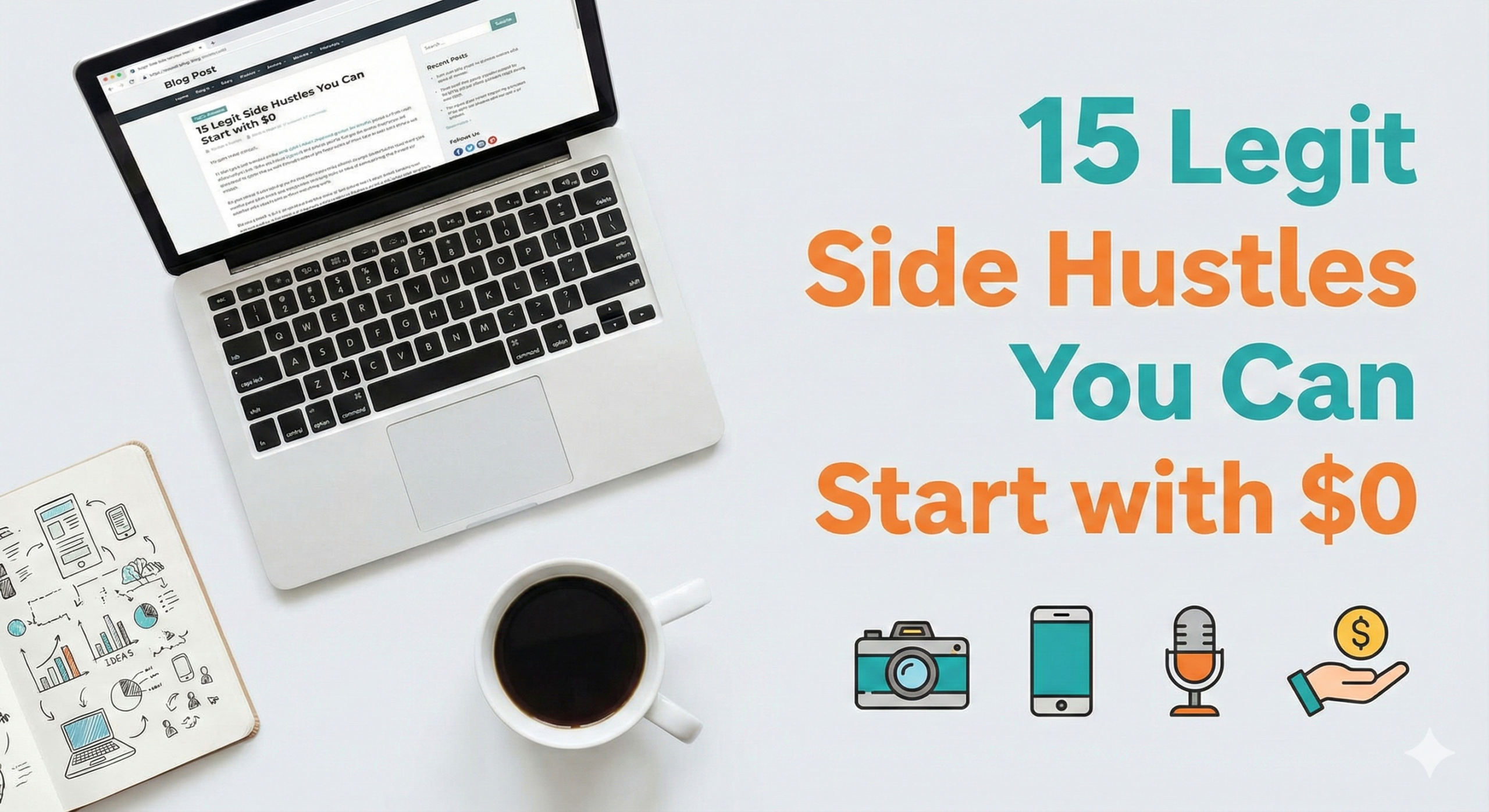 Home office setup suitable for starting a zero-cost side hustle